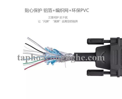 Ugreen 11618 3M màu Đen Cáp chuyển đổi DVI 24 + 5 sang VGA DV102 30011618